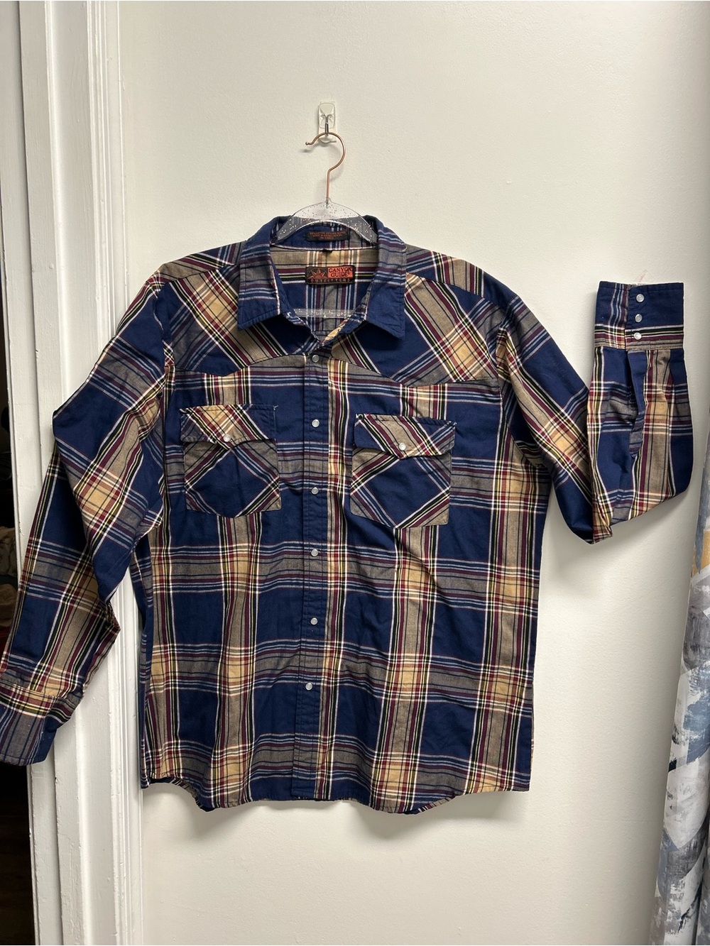 Vintage 90’s Canyon Guide Outfitters XL Western Pearl Snap Plaid Cowboy shirt